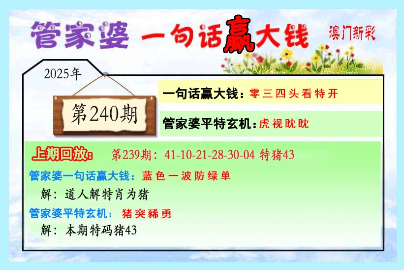 管家婆 240期