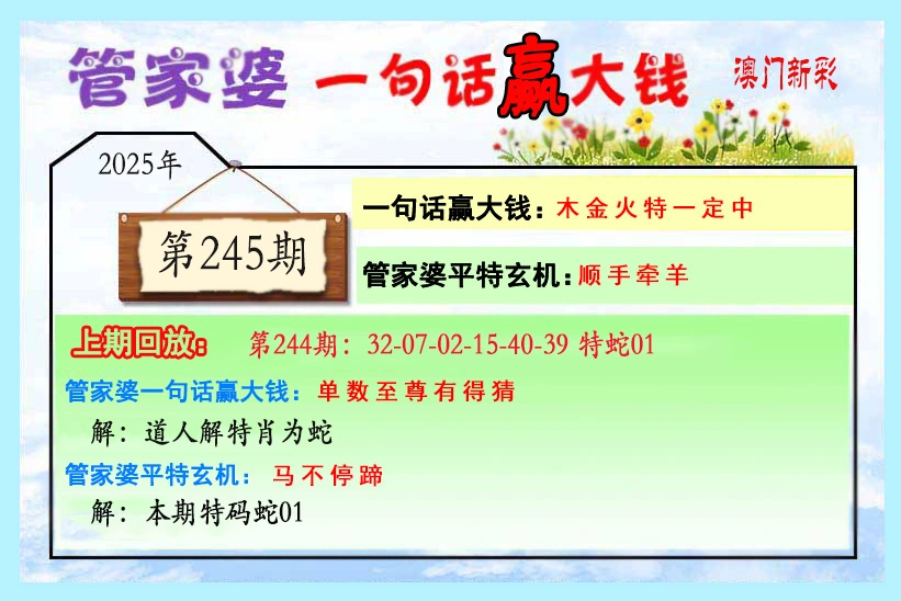 管家婆 245期